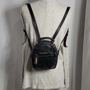 Steve Madden Mini Backpack Purse, Black, Faux Fur